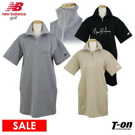 【30％OFF SALE】ニューバランス ゴルフ new balance golf レディース ワンピース 半袖 ハーフジップ ダンボールニットワンピース ストレッチ 前後ラメロゴプリント リラックスシルエット 【送料無料】 2025 秋冬 新作 ゴルフウェア