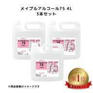 【3本セット】 メイプルアルコール75 4L 注ぎ口付き アルコール75％ 介護 オフィス 厨房 業務用 手指 高…