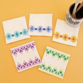 【 送料無料 】 オリムパス スウェーデン刺繍キット コースター ( 5枚1組 ) SW-15 刺しゅう 刺繍 手芸 ハンドメイド 材料