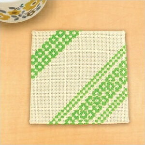 オリムパス こぎん刺し キット コースター ( ベージュ ) こぎんキット 刺しゅう 伝統的 刺繍 こぎん43 (取り寄せ品) (メール便可)