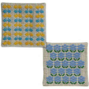 オリムパス こぎんキット こぎん刺し コースター ちょうちょとお花畑 こぎんキット 刺しゅう 伝統的 刺繍 こぎん61 (取り寄せ品) (メール便可)