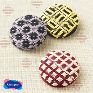オリムパス こぎん刺し キット 丸ブローチ しらべ 3個セット こぎんキット 刺しゅう 伝統的 刺繍 こぎんキット102 (取り寄せ品) (メール便可)