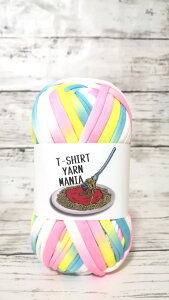 全12色【レアカラー柄シリーズ】 T-SHIRT YARN MANIA Tシャツヤーン マニア 1玉あたり約30m(100g) 大人気 tシャツヤーン 糸 伸縮性あり パステル カラフル MIX ミックスカラー 編みやすい 極太糸 手作