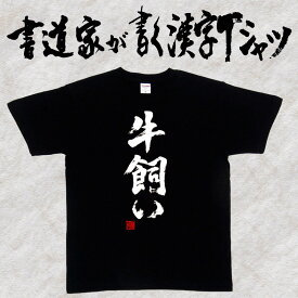 【牛飼い】書道家が書く漢字Tシャツ ジョブ おもしろTシャツ 本物の筆文字を使用したオリジナルプリントTシャツ書道家が書いた文字を和柄漢字Tシャツにしましたpt1 ..