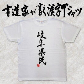 【岐阜県民】書道家が書く漢字Tシャツ おもしろTシャツ 都道府県Tシャツ 本物の筆文字を使用したオリジナルプリントTシャツ 和柄漢字Tシャツ pt1 ..