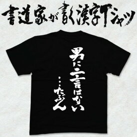 男に二言はない…たぶん (縦書） 書道家が書く漢字Tシャツ おもしろTシャツ 本物の筆文字を使用したプリントTシャツ書道家が書いた文字を和柄漢字Tシャツにしました メンズ レディース 子供服 大きいサイズ 4L 5L もあります ドライTシャツ も選べます メール便送料無料