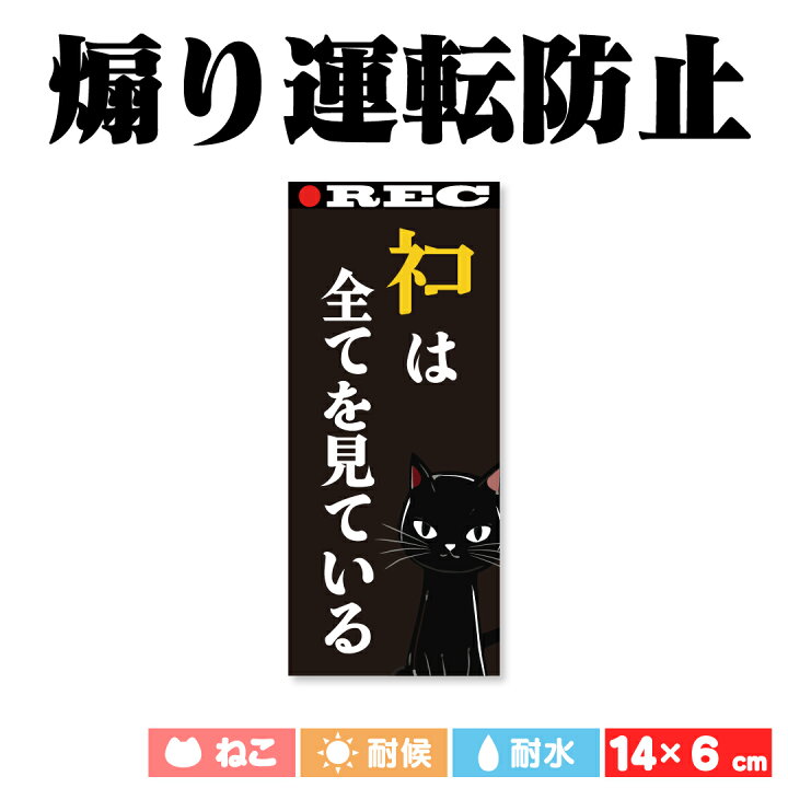 楽天市場】【煽り運転防止】「ネコは全てを見ている（REC）」（140mm x 