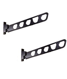 壁付け物干し　ナガエ　楽・楽アーム　NKE-50J　ブラック　アーム長さ510mm　1セット2本いり　場所をとらないスイング収納式