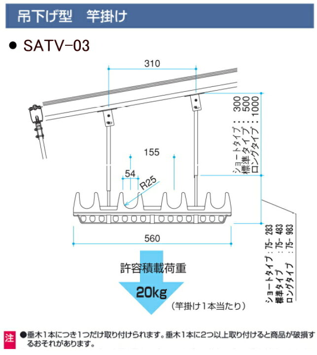 楽天市場】三協アルミ 物干し テラス用吊下げ型竿掛け SATV-03K-2S 