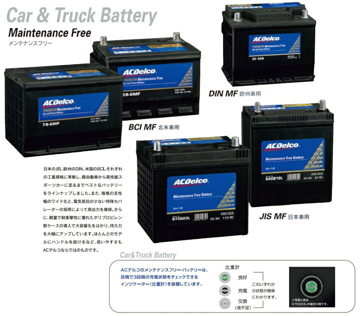 楽天市場】AC Delco (ACデルコ) SMF95D31L 日本車用バッテリー 補水 