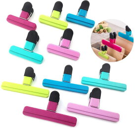 袋止めクリップ 食品クリップ ふくろどめクリップ フードクリップ 強力 密封 大 小 10個セット (5色10個セット)