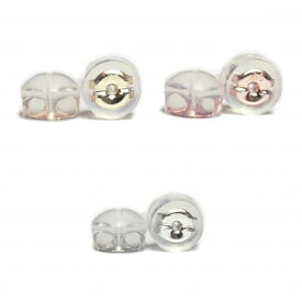 [T-jms] 軸太ピアス用 きつめ 【K10 10金】 Wロックシリコンキャッチ（大） 3色セット