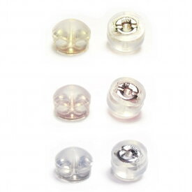 [T-jms] 軸太ピアス用 きつめ K18 18金 Wロックシリコンキャッチ（大） 3色セット