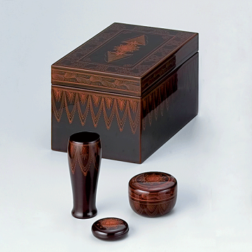 楽天市場】【茶道具/茶箱】茶箱 木製 桐 青漆爪紅 掛合付き