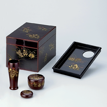 楽天市場】【茶道具/茶箱】茶箱 木製 桐 溜塗 掻合 掛合付き 利休茶箱