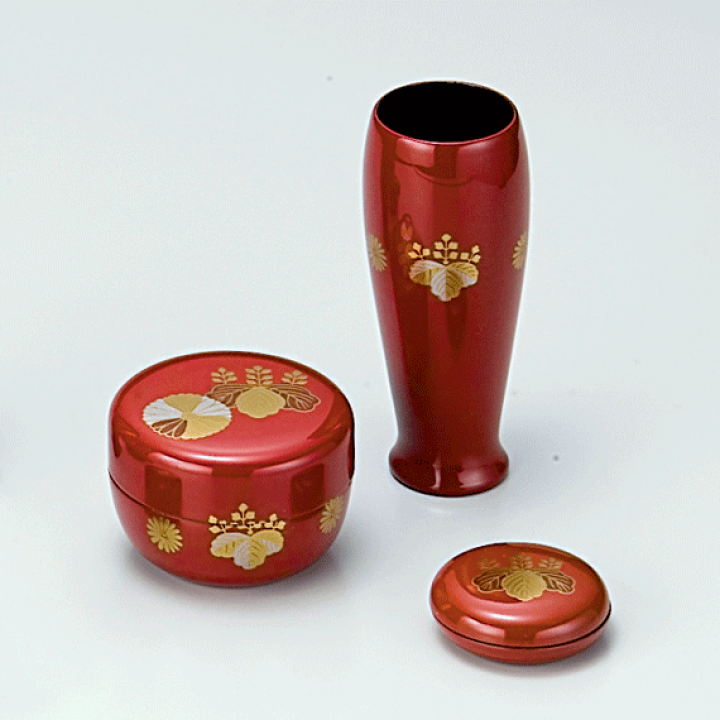 楽天市場】【茶道具/茶箱】塗 三点セット 朱 高台寺 宗悦作 (木製) (棗 