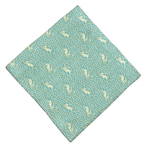 ● 中川政七商店 正絹 蜀巴 (しょうは) 織 / 銘 清海波兎 (せいかいはうさぎ) 縹色(はなだい色)  【03号】【茶道具 / 古帛紗・古袱紗】【ゆうパケット対応】