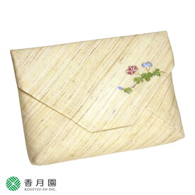 ▼【茶道具 / 数寄屋袋】 【中川政七商店】 麻手描ワンポイント数寄屋袋 生成 朝顔 (C) 【ゆうパケット対応】【すきや袋 和風 クラッチバッグ】