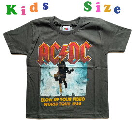 AC/DC WORLD TOUR 1988 キッズTシャツ 子供服 Tシャツ ロックTシャツバンドTシャツ 3歳 5歳 7歳 8歳 10歳