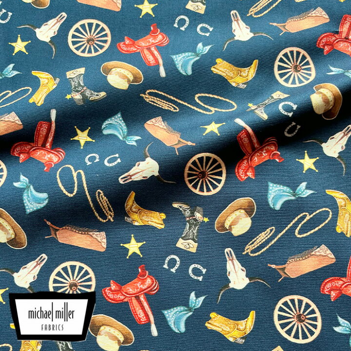 楽天市場】Michael Miller マイケルミラー カウボーイ柄 ネイビー 馬具  