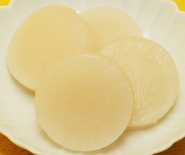 楽天市場 野菜の旨みを残した下ゆで野菜 おでん 鍋用大根 輪切り4個 袋 国産 国内産 国内加工 ゆでベジ 茹でベジタブル 中食 食べもんぢから