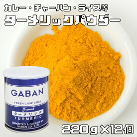 ターメリックパウダー 缶 220g×12個 GABAN スパイス 香辛料 粉 粉末 業務用 Turmeric うこん ギャバン クルクミン ハルディ