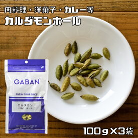 カルダモンホール 100g×3袋 GABAN スパイス 香辛料 シード 粒 業務用 Cardamom しょうずく ギャバン 高品質 ハーブ