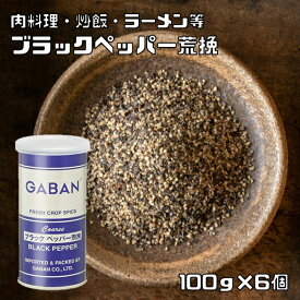 ブラックペッパー 荒挽き 100g×6個 缶 GABAN スパイス 香辛料 パウダー 業務用 黒胡椒 粗挽き ギャバン 粉 粉末 ハーブ 調味料