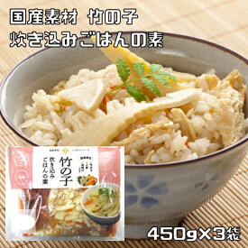 竹の子 炊き込みごはんの素 450g×3袋 国産 2合用 ストレートスープ 北海道物産 国内産 筍 水煮野菜 簡単 便利 たけのこ 釜飯の素