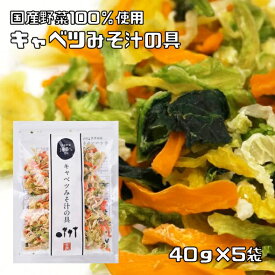 キャベツみそ汁の具 40g×5袋 乾燥野菜 国産 こだわり乾燥野菜 干し野菜 国内産 乾物 便利野菜 備蓄 非常食 味噌汁の具 簡便野菜