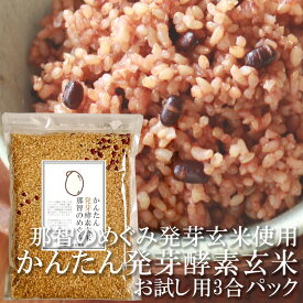 送料無料 かんたん発芽酵素玄米 3合 450g お試し用 約6食分【発芽玄米 小豆 天然塩をセットした酵素玄米パック】 和歌山県産 ピロール玄米 那智のめぐみ 発芽米 北海道産 特別栽培 小豆 天然塩 発酵玄米 寝かせ ポイント消化 【単品配送商品｜同梱不可】