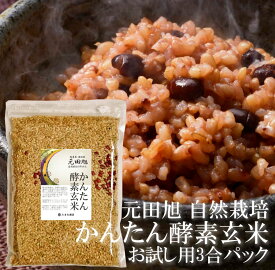 送料無料 かんたん酵素玄米 元田旭 3合 お試し用 約6食分【玄米 小豆 天然塩をセットした酵素玄米パック】 熊本県産玄米 旭一号 北海道産小豆 天然塩 無農薬 原種米 発酵玄米 寝かせ 美容 ダイエット ポイント消化 【単品配送商品｜宅配便との同梱不可】