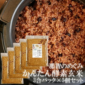 かんたん酵素玄米 那智のめぐみ 3合 5袋 まとめ買い 約30食分 玄米 小豆 天然塩 セットした酵素玄米パック 国産 無添加 玄米ごはん ご飯 ｜ 令和5年産 和歌山県産 ピロール玄米 那智のめぐみ 北海道産 特別栽培 小豆 長崎県産 塩の宝石 発酵玄米 寝かせ 簡単