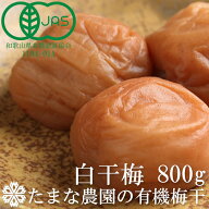 梅干し たまな農園の有機梅干 白干梅 800g 南高梅 有機JAS認定 白梅干し 和歌山県産 紀州産 みなべ町産 …