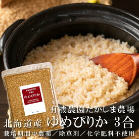 送料無料 ゆめぴりか 玄米 3合（450g） お試し用 約6食分 北海道産 栽培期間中農薬不使用 除草剤不使用 化学肥料不使用 深川産 有機農園たかしま農場 国産 米 お米 コメ 美味しいお米 ポイント消化 【単品配送商品｜宅配便との同梱不可】