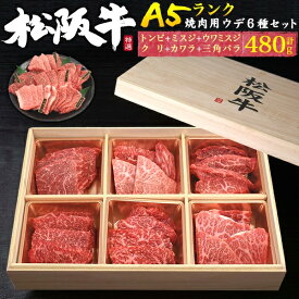 ホワイトデー お返し ギフト A5ランク 松阪牛 焼肉 6点食べ比べ セット 480g 3〜4人前 人気 ブランド牛 詰め合わせ 国産 桐箱 肉 特上カルビ 松坂牛 特選 焼き肉 黒毛和牛 牛肉 バーベキュー 内祝い 高級 贈り物 プレゼント ぎゅうにく お祝い お礼 お年賀