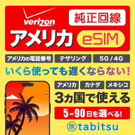 【Verizon純正品】eSIM版 アメリカ カナダ メキシコ SIM【使い放題】5G/4G-LTE 高速データ通信/通話/SMS/…