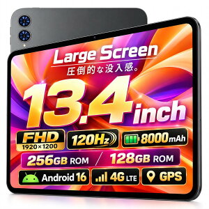 �y���Ԍ���1000�~OFF�z13.4�C���` ��e��256GB �^�u���b�g SIM�t���[ Android 16 ���� 120Hz 128GB 8�R�A 4GLTE �ʘb GPS Wi-Fi �Q�[�� ���� PC �y�� ��c YouTube �A���h���C�h �^�u���b�gPC 10�C���` �ȏ� �{�� T