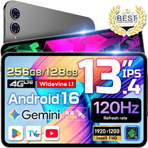 �y1000�~OFF�N�[�|�������r���[���T�z 13.4�C���` �^�u���b�g SIM�t���[ Android 16 ���� 120Hz �����t���b�V�����[�g 256GB/128GB 8�R�A CPU 4GLTE �ʘb GPS Wi-Fi �Q�[�� ���� PC WideVineL1 �A���h���C�h �^�u