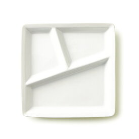 【B級品 スーパー アウトレット9】カレント ランチプレート D 日本製 磁器 三つ仕切り スクエア 食器 白 業務用食器 おしゃれ 白い食器
