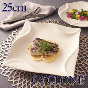 CYCLONE サイクロン 25cm角皿 (アウトレット含む)日本製 皿 おしゃれ お皿 おしゃれ 食器 おしゃれ 食器 白 食器 アウトレット 日本製 磁器 パスタ皿 白い食器 スクエアプレート おしゃれ 四角 大