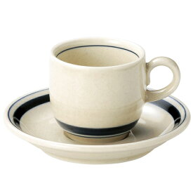 インディゴボーダー コーヒーカップ ＆ ソーサー コーヒー碗皿 コーヒー碗 受皿（165cc） カントリー cafe カフェ 食器 おしゃれ オシャレ 業務用 日本製