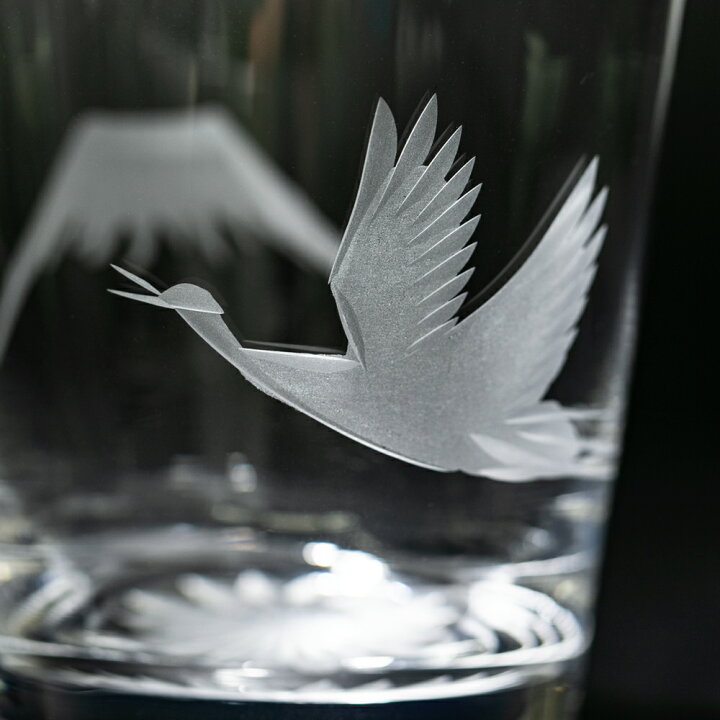 江戸切子 ペアロックグラス＜折鶴＞ | カガミクリスタル TOFUKUトレーディング 創作 切子 グラス 匠仕上げ Premium ガラス細工 オールド ペア ＳＣカッティング 正倉院ブルー