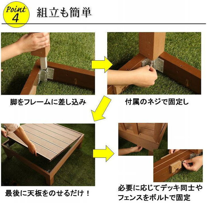 楽天市場】人工木 ウッドデッキ 6点セット 高さ28cmdiy WPC 樹脂 頑丈 