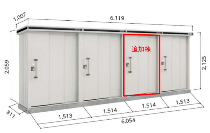 楽天市場】ヨド物置 ヨドコウ物置 エルモ連続型 LLD-1508 追加棟 一般 