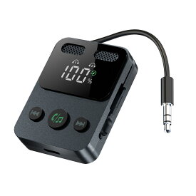 トランスミッター Bluetooth 5.3 レシーバー LEDディスプレイ付 3.5mm 2台同時接続 受信機 送信機 長時間再生 ブルートゥース ハンズフリー通話 音楽再生 低遅延 オーディオケーブル 車載スピーカー 音声アシスタント テレビ 車 イヤホン スマホ PC パソコン Ewin 送料無料