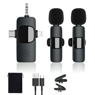 【2個セット】ワイヤレスマイク ピンマイク 2人同時使用 ワイヤレスピンマイク ワイヤレス マイク iPhone…