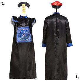 ハロウィンキョンシー コスプレ 衣装 ハロウィン 仮装 子供 女の子 男の子 男女兼用 キッズ チャイナ服 子供服 コスチューム クリスマス パーティー イベント お札付き帽子 2点セット 黒 青