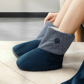 足温器 電気スリッパ モバイルバッテリー付き(4000mAh)*2個 フットウォーマー 足入れタイプ 【コードレス 自由に歩ける】 電気足温器 即暖 ホット脚温器 足元ヒーター フットヒーター usb 充電式 無線式 ヒータースリッパ 加熱スリッパ 温度 35℃〜50℃の2段階温度調節