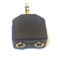 Φ3.5mmステレオプラグの2分岐 2分配　スプリッター　ジャック　2in1コネクタ　黒
